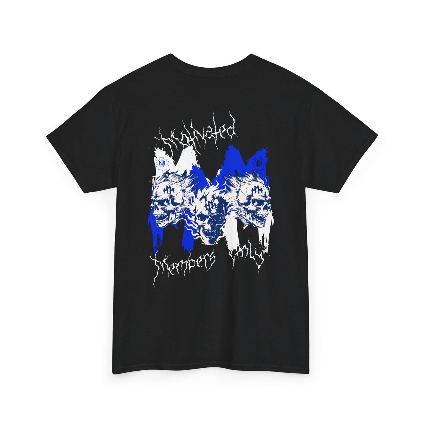 Dark Blue Flaming Skull Tee - Unisex Heavy Cotton Shirt