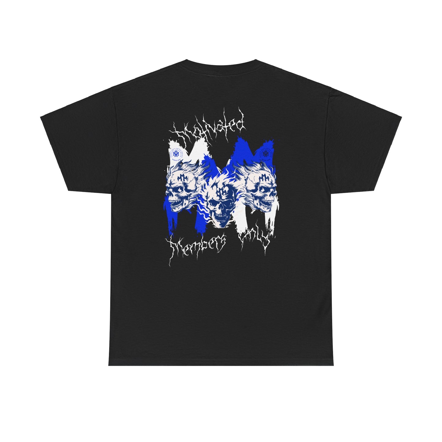 Dark Blue Flaming Skull Tee - Unisex Heavy Cotton Shirt
